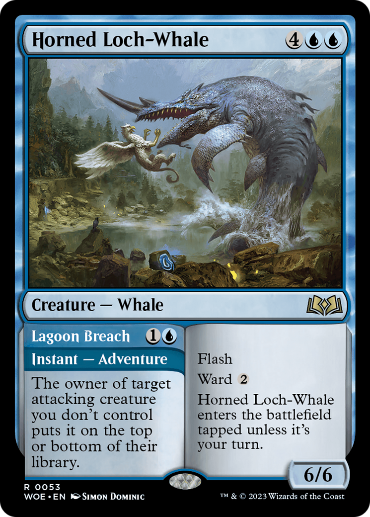 Horned Loch-Whale // Lagoon Breach [Wilds of Eldraine] | Card Merchant Takapuna
