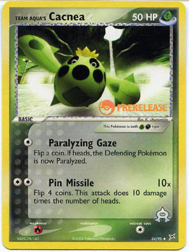 Team Aqua's Cacnea (24/95) (Prerelease Promo) [EX: Team Magma vs Team Aqua] | Card Merchant Takapuna