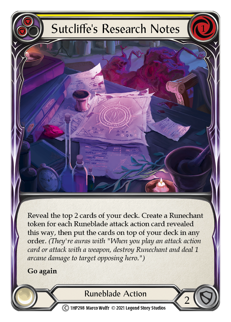 Sutcliffe's Research Notes (Yellow) [1HP298] (History Pack 1) | Card Merchant Takapuna
