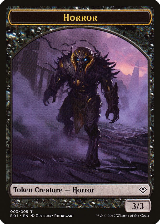 Horror // Zombie Double-Sided Token [Archenemy: Nicol Bolas Tokens] | Card Merchant Takapuna