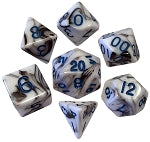 Acrylic Dice: Marble with Blue Numbers | Card Merchant Takapuna