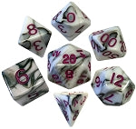 Acrylic Dice: Marble with Purple Numbers | Card Merchant Takapuna