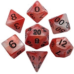 Acrylic Dice: Red/Black w/ Gold Numbers Poly Set | Card Merchant Takapuna