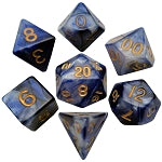 Acrylic Dice: Combo Attack. Blue/White w/ Gold 16mm Poly | Card Merchant Takapuna