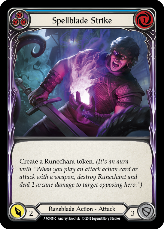 Spellblade Strike (Blue) [ARC105-C] (Arcane Rising)  1st Edition Normal | Card Merchant Takapuna