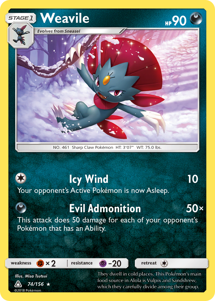Weavile (74/156) [Sun & Moon: Ultra Prism] | Card Merchant Takapuna