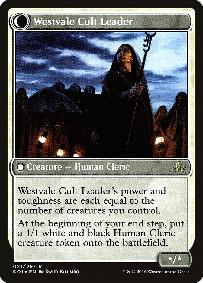 Hanweir Militia Captain // Westvale Cult Leader [Shadows over Innistrad Prerelease Promos] | Card Merchant Takapuna