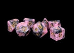 Acrylic Dice: Pink/Black w/ Gold Numbers Poly Set | Card Merchant Takapuna