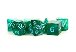 Acrylic Dice: Stardust- Green w/ Blue Numbers | Card Merchant Takapuna