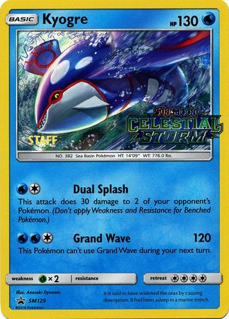 Kyogre (SM129) (Staff Prerelease Promo) [Sun & Moon: Black Star Promos] | Card Merchant Takapuna