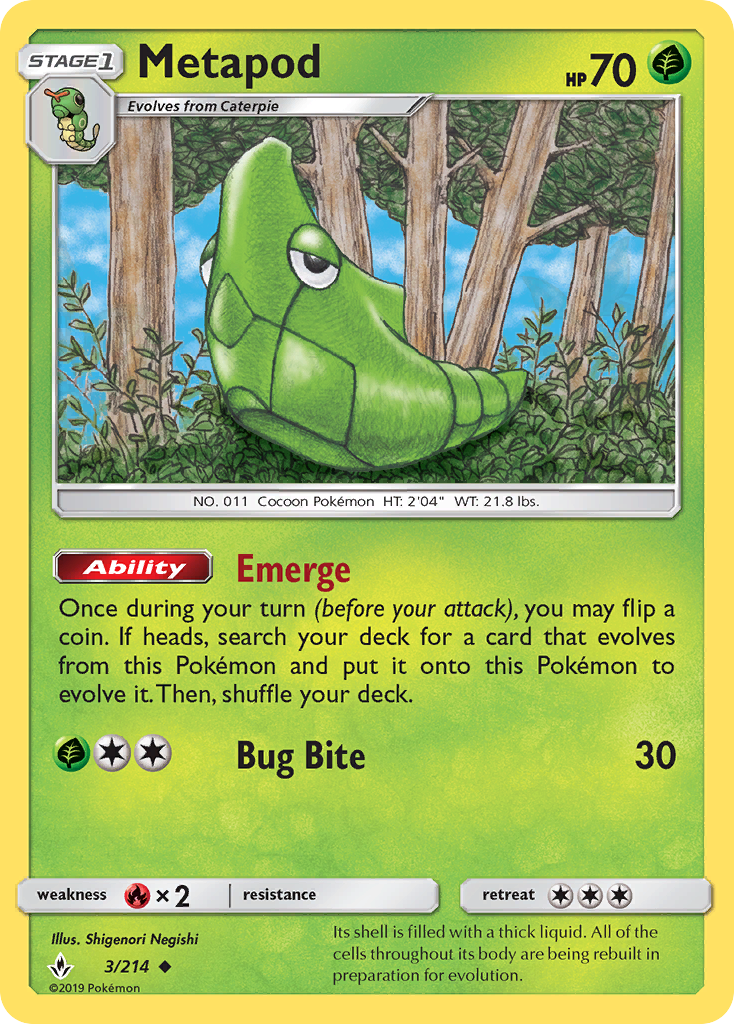 Metapod (3/214) [Sun & Moon: Unbroken Bonds] | Card Merchant Takapuna