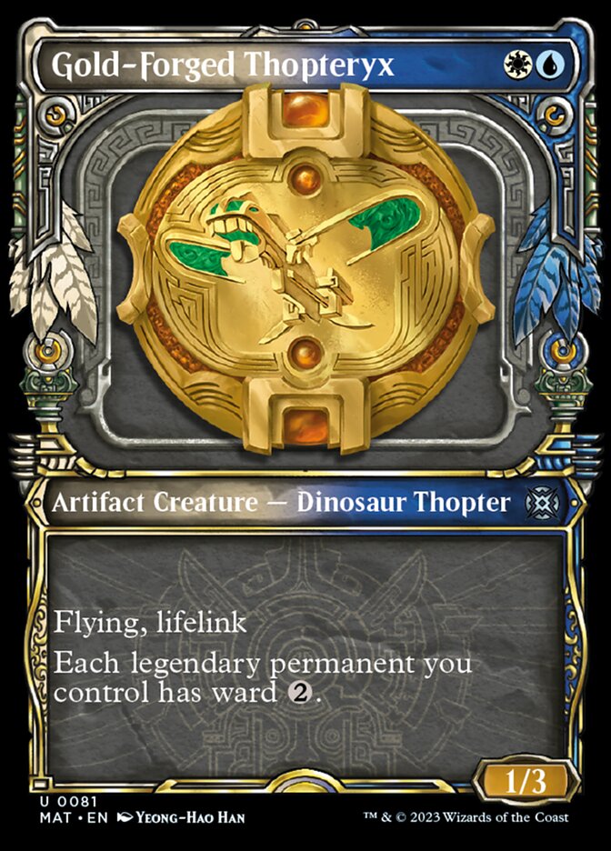 Gold-Forged Thopteryx (Showcase) [March of the Machine: The Aftermath] | Card Merchant Takapuna