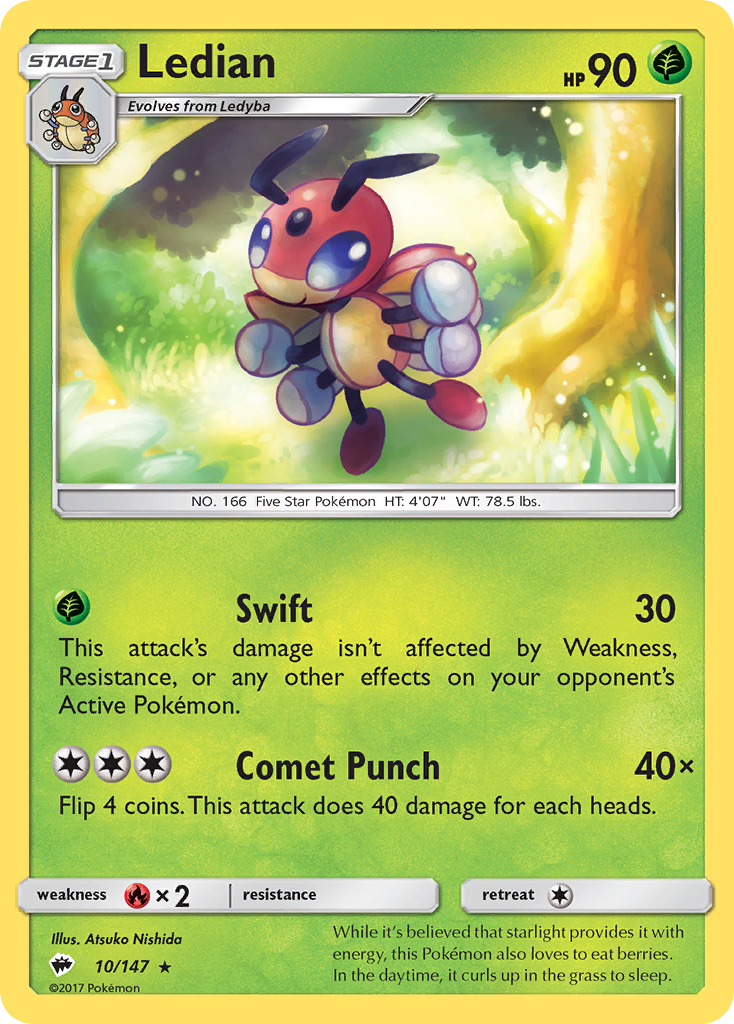 Ledian (10/147) [Sun & Moon: Burning Shadows] | Card Merchant Takapuna