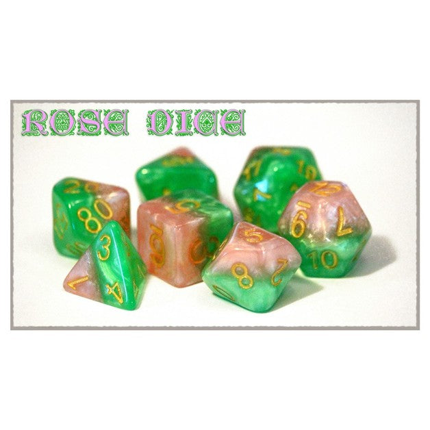 Halfsies Dice - Rose (7 Polyhedral Dice Set) | Card Merchant Takapuna