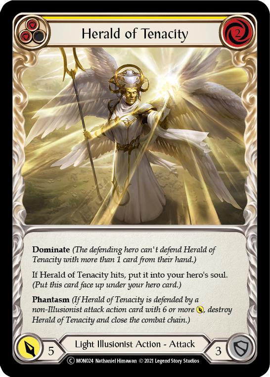 Herald of Tenacity (Yellow) [U-MON024-RF] (Monarch Unlimited)  Unlimited Rainbow Foil | Card Merchant Takapuna