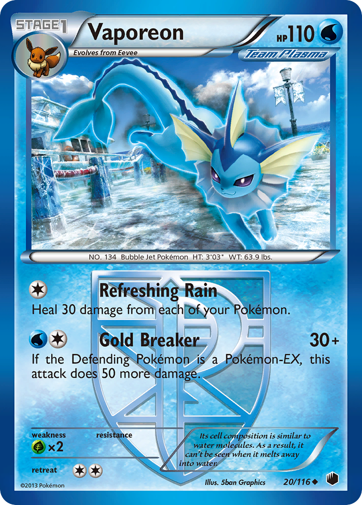 Vaporeon (20/116) [Black & White: Plasma Freeze] | Card Merchant Takapuna