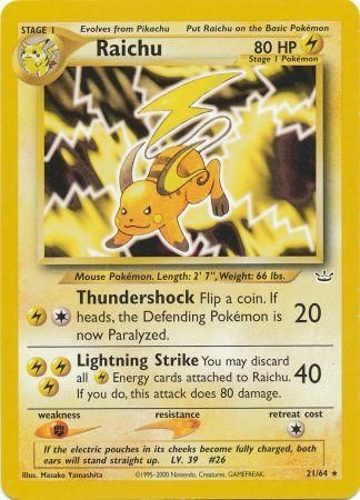 Raichu (21/64) [Neo Revelation Unlimited] | Card Merchant Takapuna