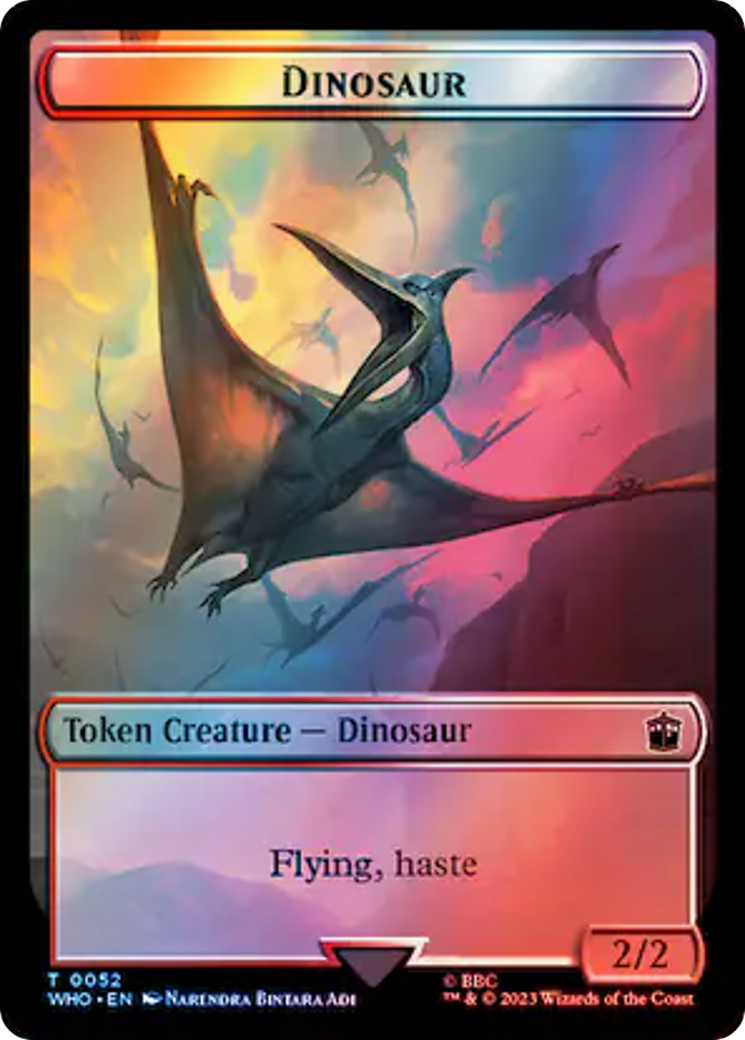 Soldier // Dinosaur Double-Sided Token (Surge Foil) [Doctor Who Tokens] | Card Merchant Takapuna