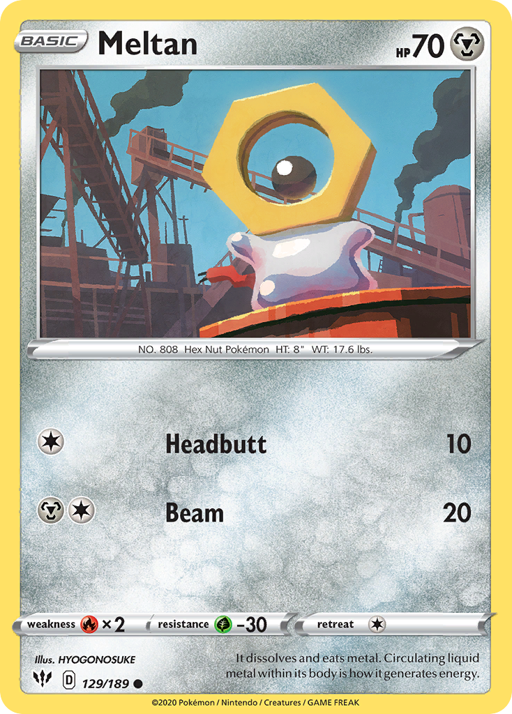 Meltan (129/189) [Sword & Shield: Darkness Ablaze] | Card Merchant Takapuna