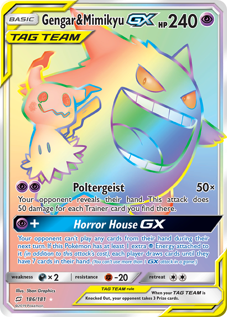 Gengar & Mimikyu GX (186/181) [Sun & Moon: Team Up] | Card Merchant Takapuna
