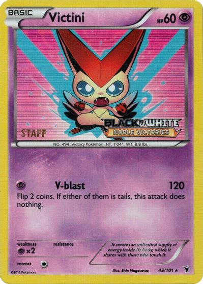 Victini (43/101) (Staff Prerelease Promo) [Black & White: Black Star Promos] | Card Merchant Takapuna