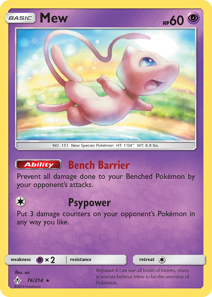 Mew (76/214) [Sun & Moon: Unbroken Bonds] | Card Merchant Takapuna