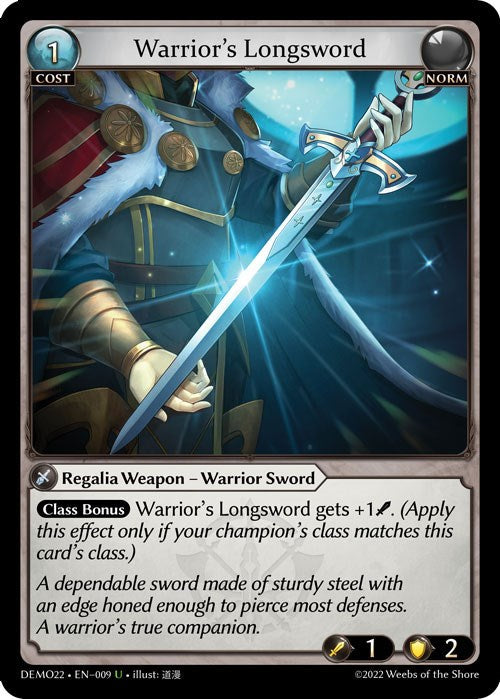 Warrior's Longsword (009) [2022 Demo Deck] | Card Merchant Takapuna