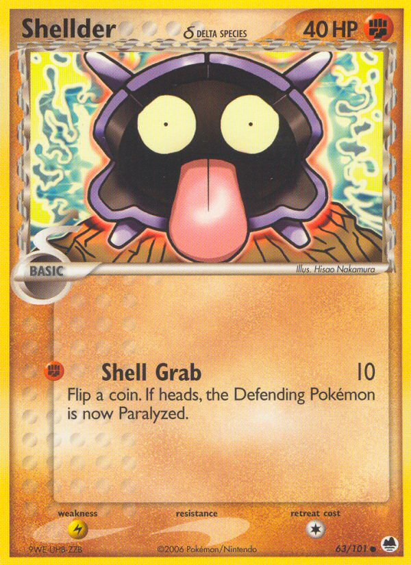 Shellder (63/101) (Delta Species) [EX: Dragon Frontiers] | Card Merchant Takapuna