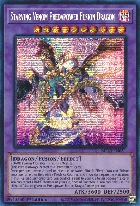 Starving Venom Predapower Fusion Dragon [MP23-EN081] Prismatic Secret Rare | Card Merchant Takapuna