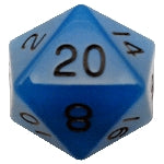 Mega Acrylic d20: Glow Blue | Card Merchant Takapuna