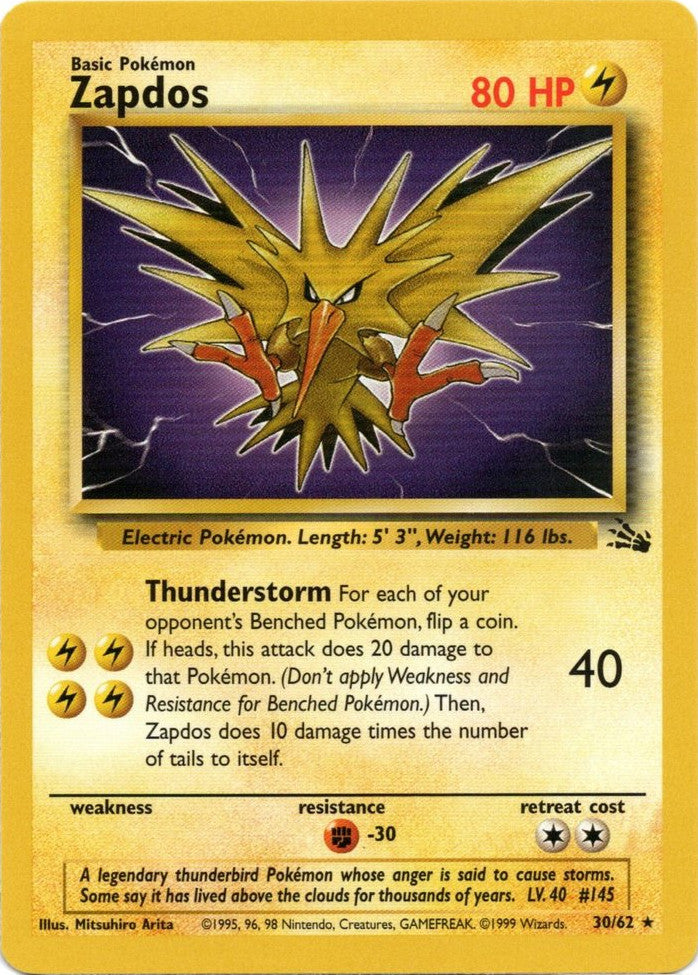 Zapdos (30/62) [Fossil Unlimited] | Card Merchant Takapuna