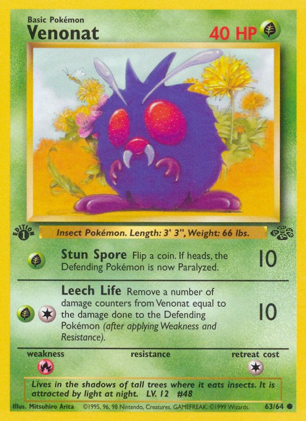 Venonat (63/64) [Jungle 1st Edition] | Card Merchant Takapuna