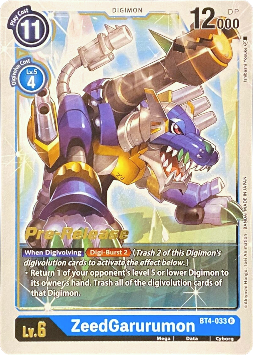 ZeedGarurumon [BT4-033] [Great Legend Pre-Release Promos] | Card Merchant Takapuna