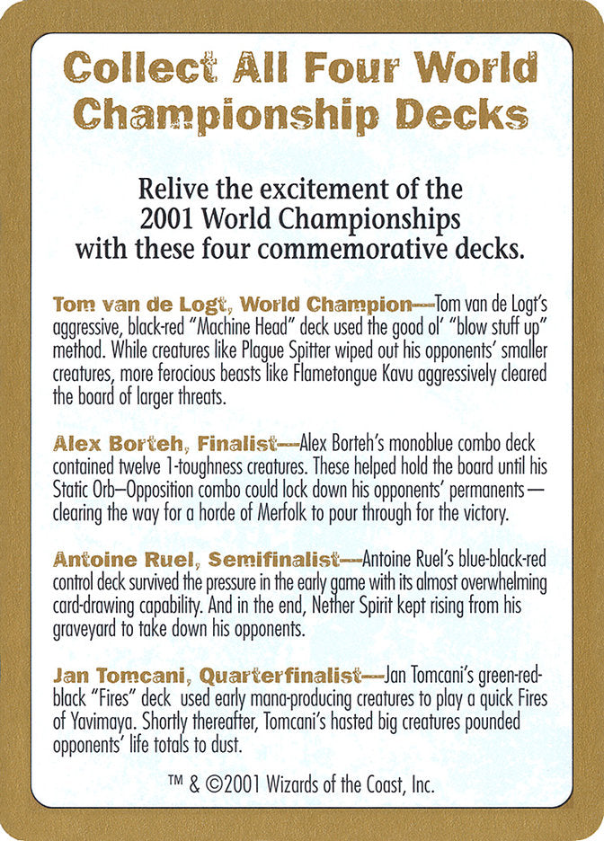 2001 World Championships Ad [World Championship Decks 2001] | Card Merchant Takapuna