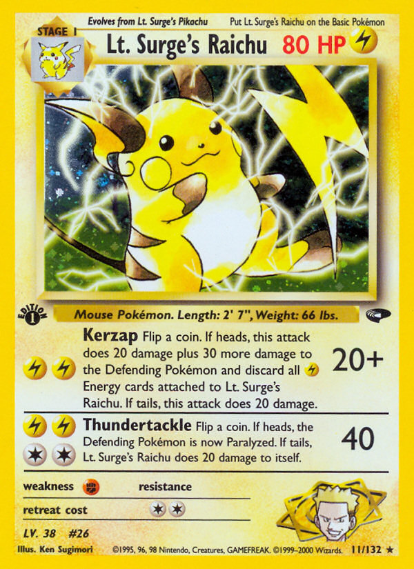 Lt. Surge's Raichu (11/132) [Gym Challenge 1st Edition] | Card Merchant Takapuna