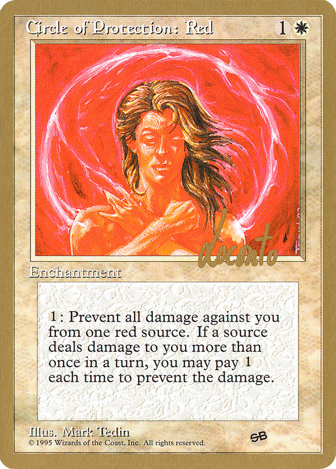 Circle of Protection: Red (Michael Loconto) (SB) (4ED) [Pro Tour Collector Set] | Card Merchant Takapuna