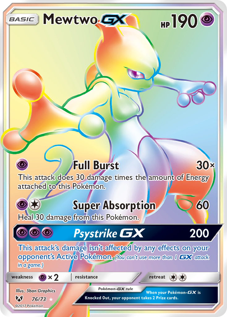 Mewtwo GX (76/73) [Sun & Moon: Shining Legends] | Card Merchant Takapuna