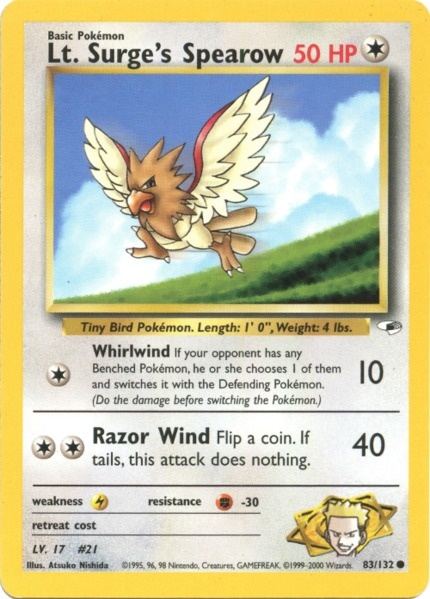 Lt. Surge's Spearow (83/132) [Gym Heroes Unlimited] | Card Merchant Takapuna