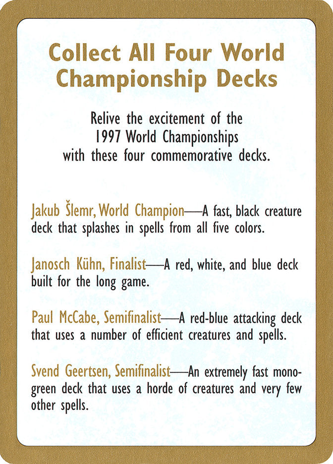 1997 World Championships Ad [World Championship Decks 1997] | Card Merchant Takapuna
