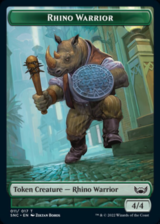 Cat // Rhino Warrior Double-Sided Token [Streets of New Capenna Tokens] | Card Merchant Takapuna