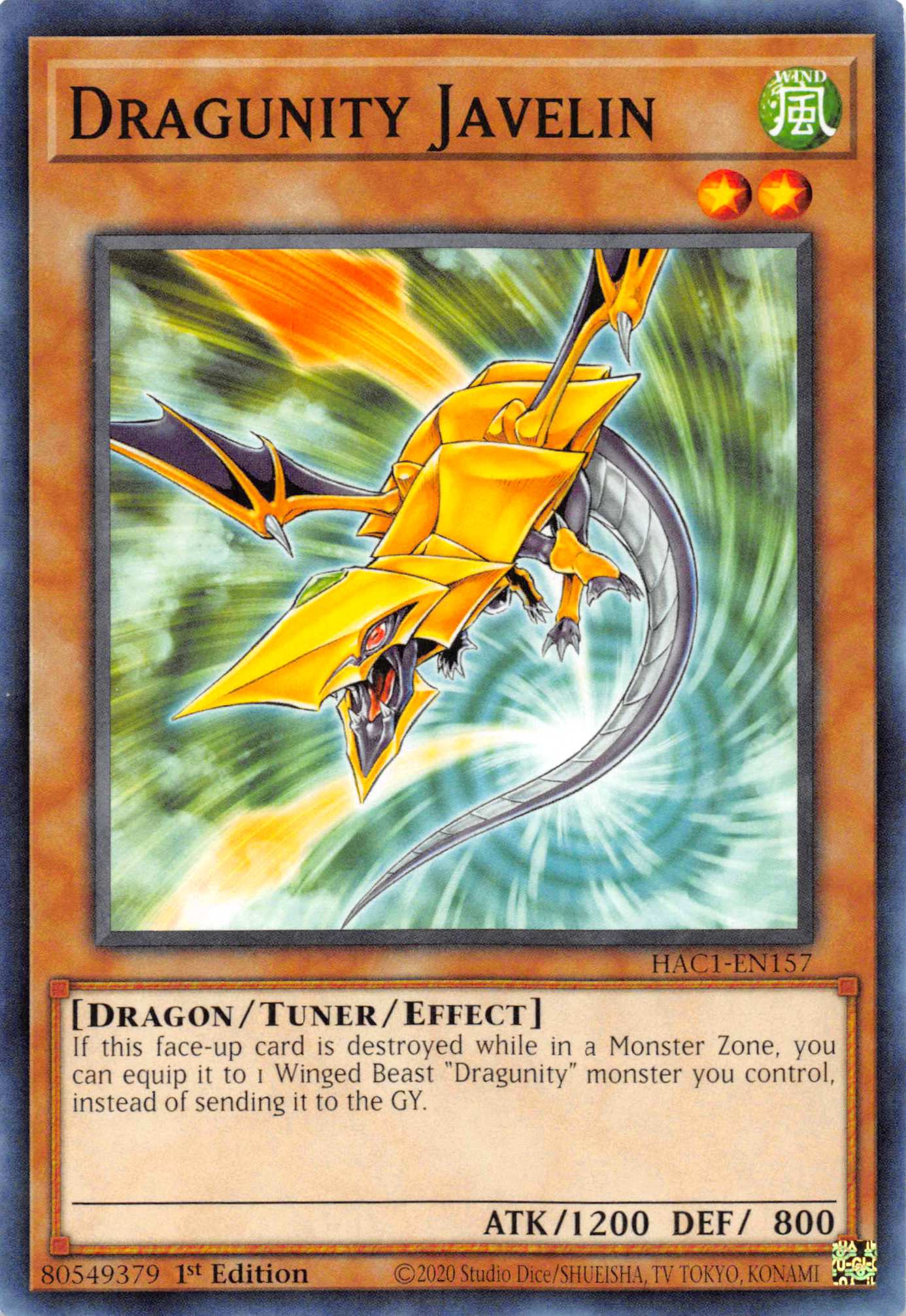 Dragunity Javelin [HAC1-EN157] Common | Card Merchant Takapuna