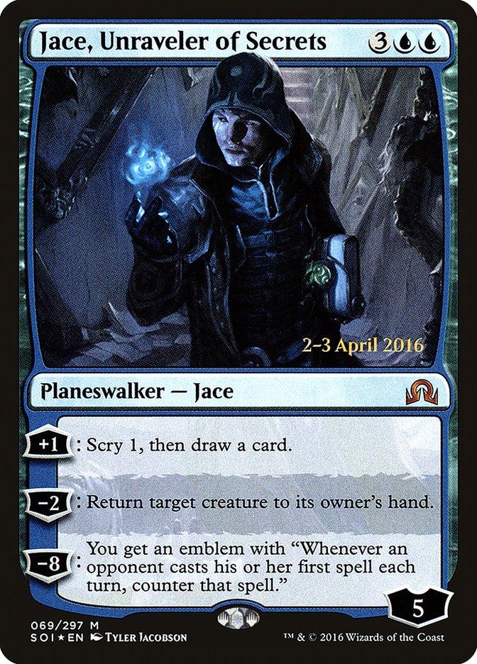 Jace, Unraveler of Secrets [Shadows over Innistrad Prerelease Promos] | Card Merchant Takapuna