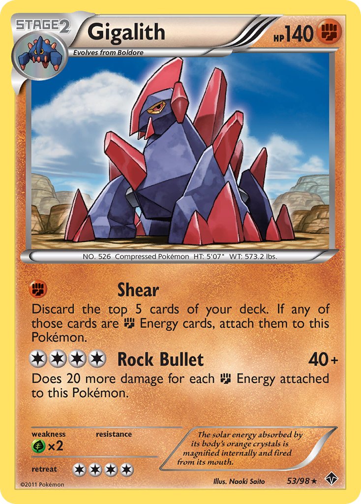 Gigalith (53/98) (Cracked Ice Holo) (Blister Exclusive) [Black & White: Emerging Powers] | Card Merchant Takapuna