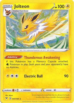 Jolteon (047/185) (Cosmos Holo) [Sword & Shield: Vivid Voltage] | Card Merchant Takapuna