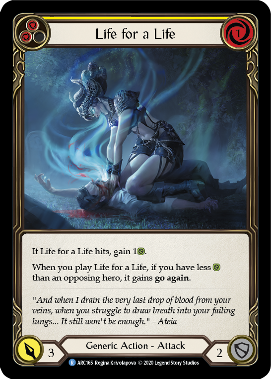 Life for a Life (Yellow) [U-ARC165] (Arcane Rising Unlimited)  Unlimited Rainbow Foil | Card Merchant Takapuna