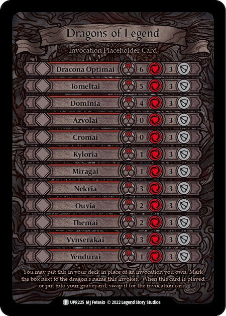 Dragons of Legend Invocation Placeholder Card [UPR225] (Uprising) | Card Merchant Takapuna