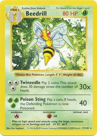 Beedrill (17/102) [Base Set Shadowless Unlimited] | Card Merchant Takapuna