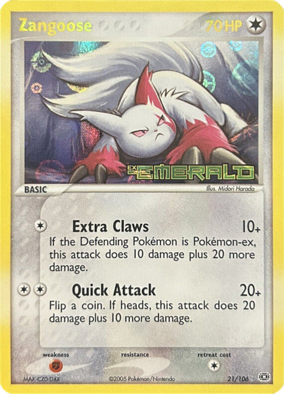 Zangoose (21/106) (Stamped) [EX: Emerald] | Card Merchant Takapuna