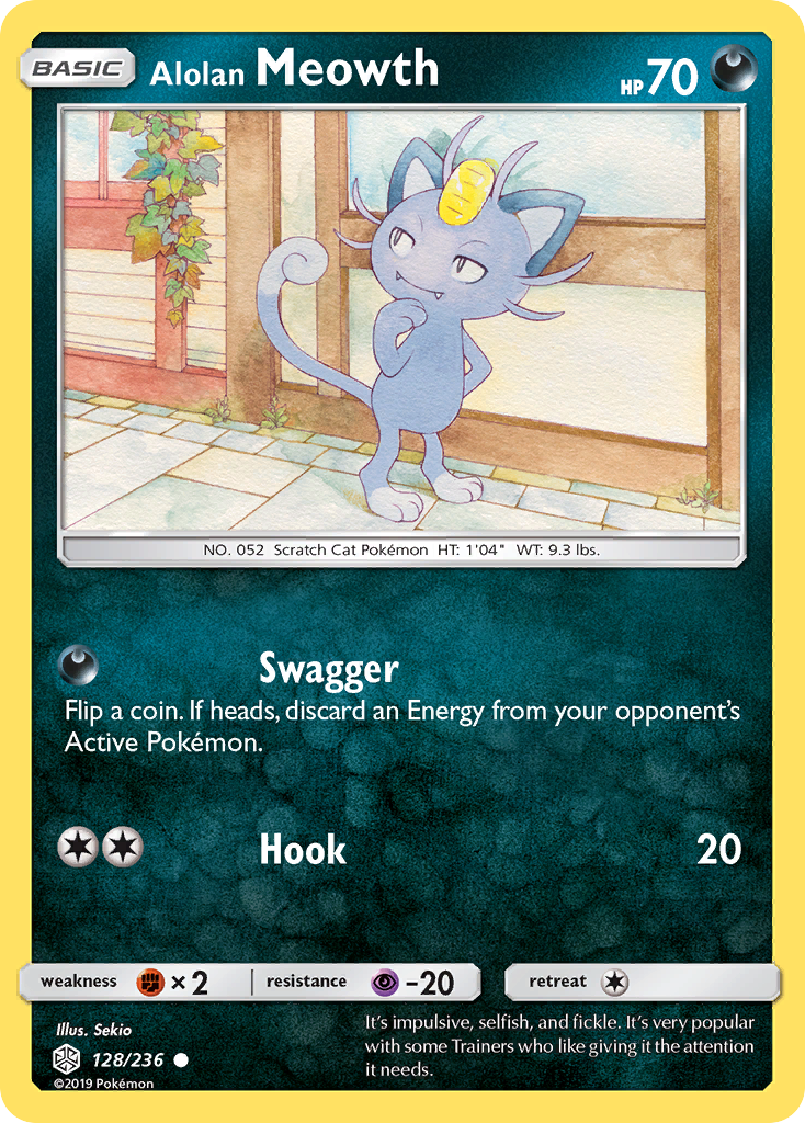 Alolan Meowth (128/236) [Sun & Moon: Cosmic Eclipse] | Card Merchant Takapuna