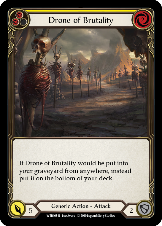 Drone of Brutality (Yellow) [WTR165-R] (Welcome to Rathe)  Alpha Print Rainbow Foil | Card Merchant Takapuna